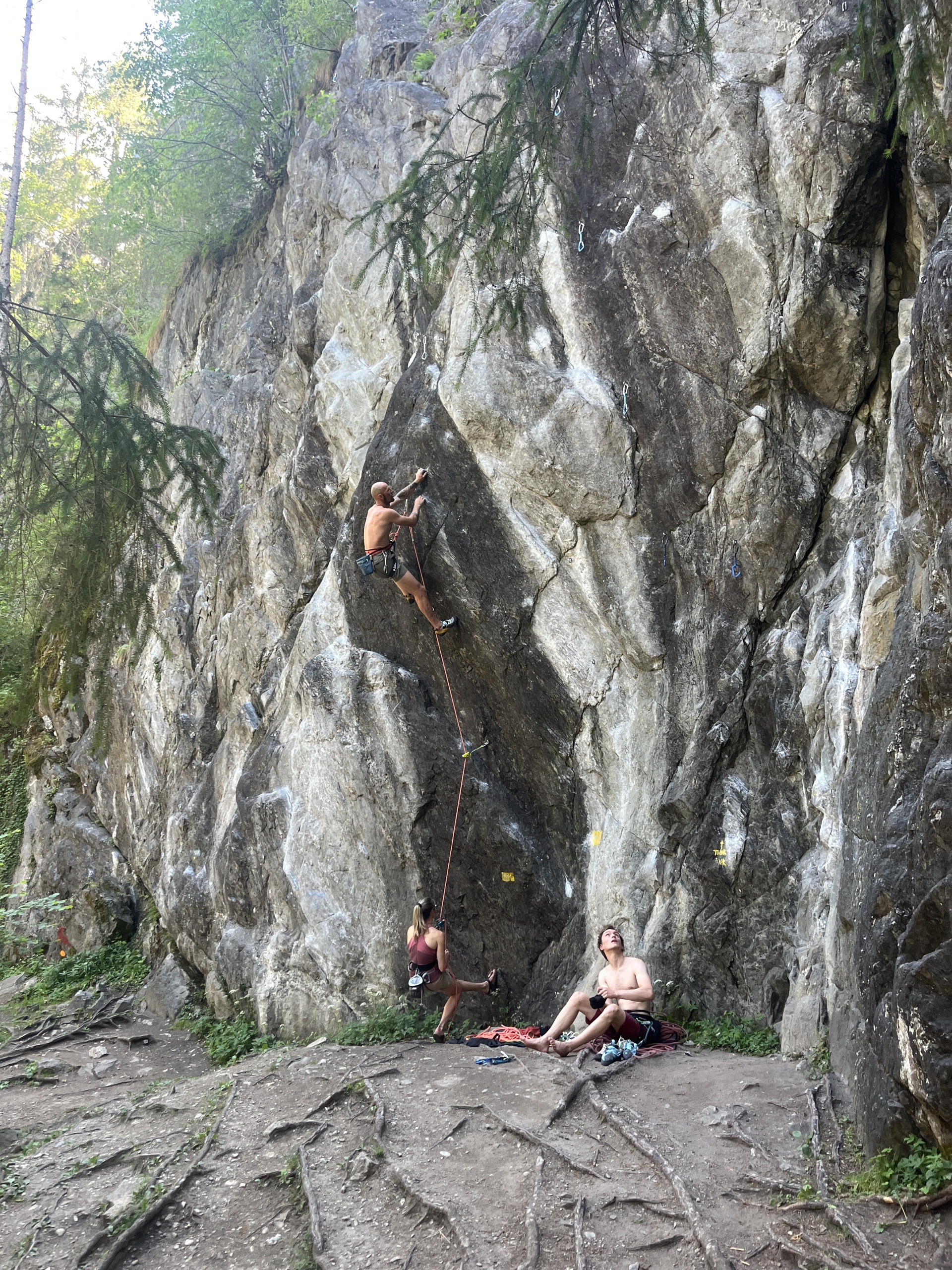 Climbing at the Rammelstein crag in Ötztal