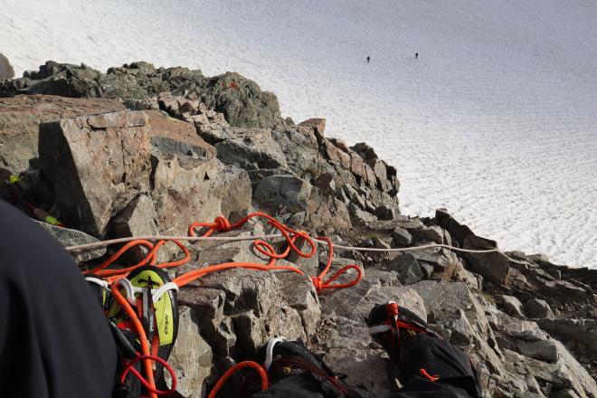 Belay stance on the ridge