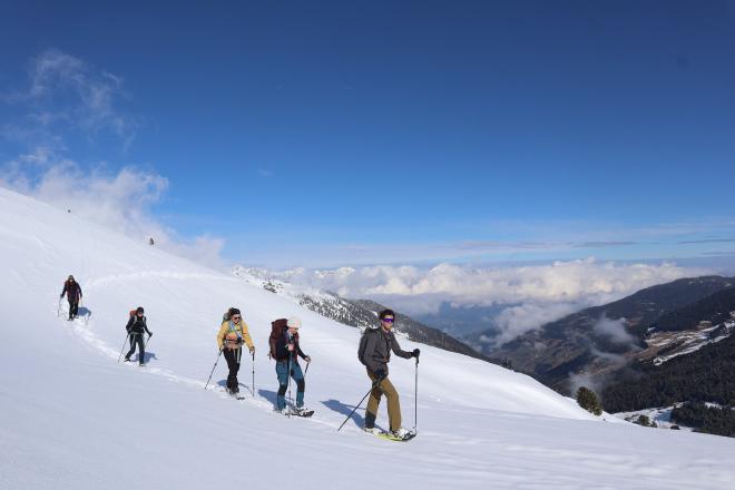 group ascending slope with valley below