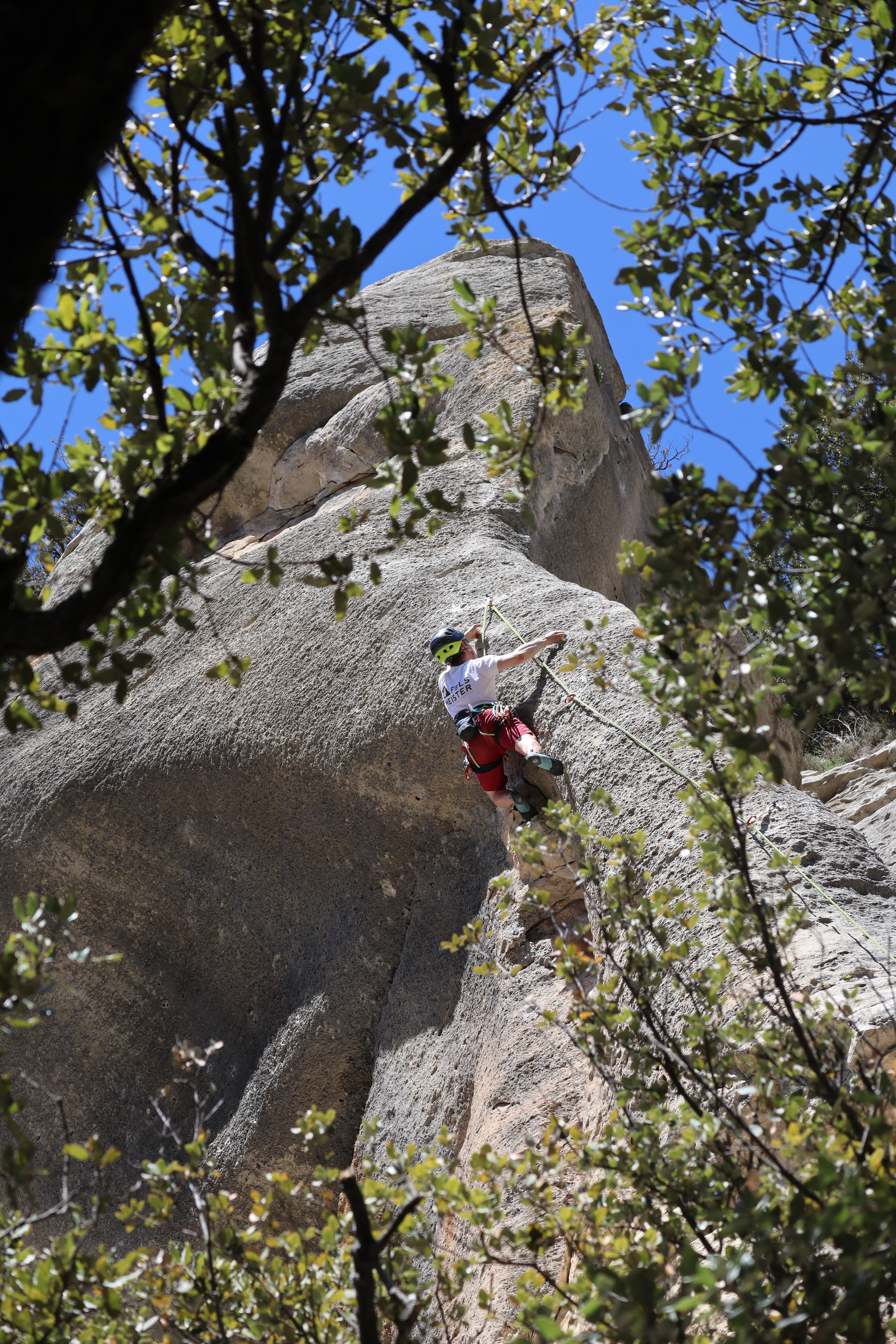 Climber on Buoux limestone